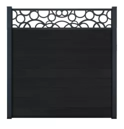 Kit Clôture composite lames pleines scellement décor bulle Ht 1m55