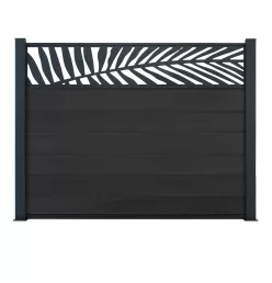 Kit Clôture composite Ness lames pleines sur platines Ht 1m04 avec Panneau Feuille
