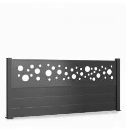 Kit Clôture aluminium Flex lames pleines sur platines Ht 0m90 avec Panneau Bulle