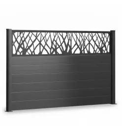 Kit Clôture aluminium pas cher Flex lames pleines sur platines Ht 1m35 Panneau Arbuste